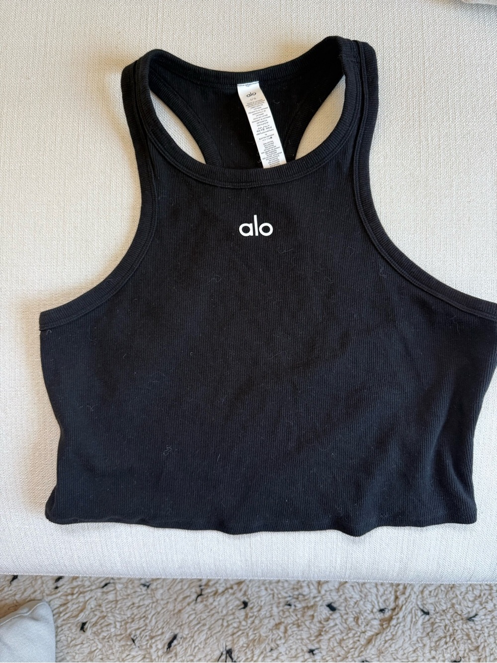 NWT Alo Aspire Tank Black Cropped Tank Workout Training Athleisure Jisoo L - Picture 5 of 7